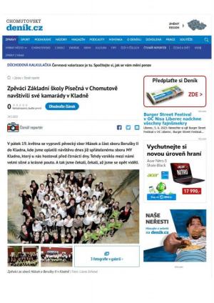 Zpěváci Základní školy Písečná v Chomutově navštívili své kamarády v Kladně 